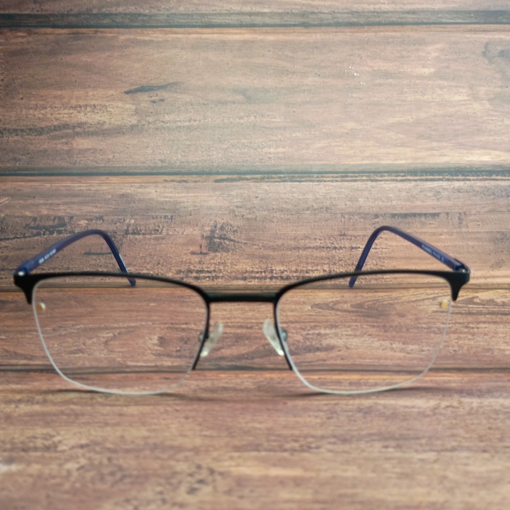 Morel France 30248L Black Blue Semi Rimless Eyeglasses 55-21-150